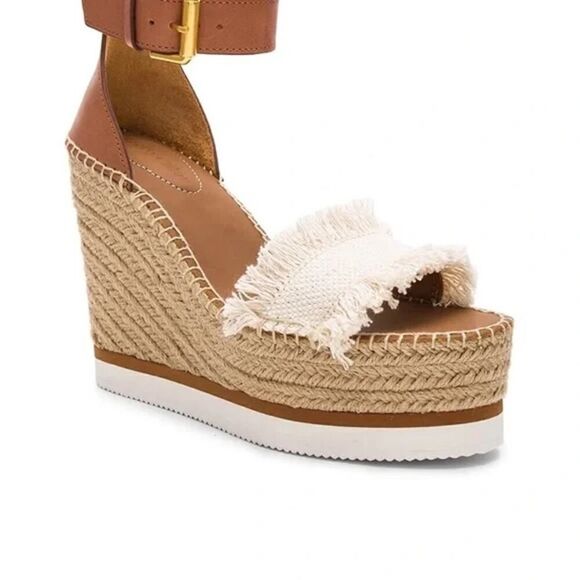See by Chloe' Glyn Wedge Platform Sandals Fringed Size 9 - Picture 1 of 12